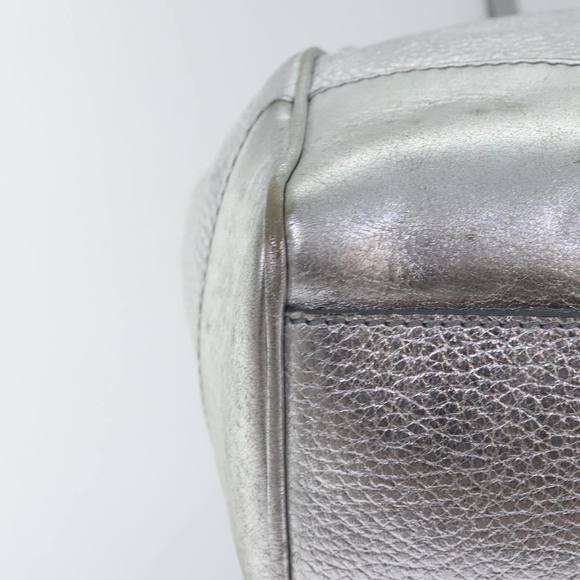 CELINE Tote Bag Leather Silver Auth 88261 - Picture 15 of 16